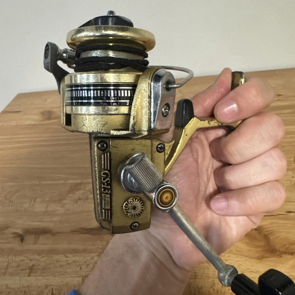 Vintage Daiwa GS-13 Spinning Reel Gold Fishing Tackle Made In Japan Collectible